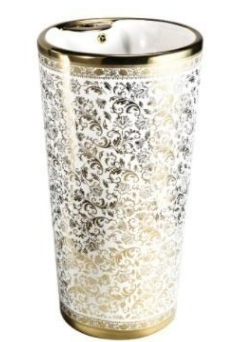 White & Gold Patterned Pedestal Basin